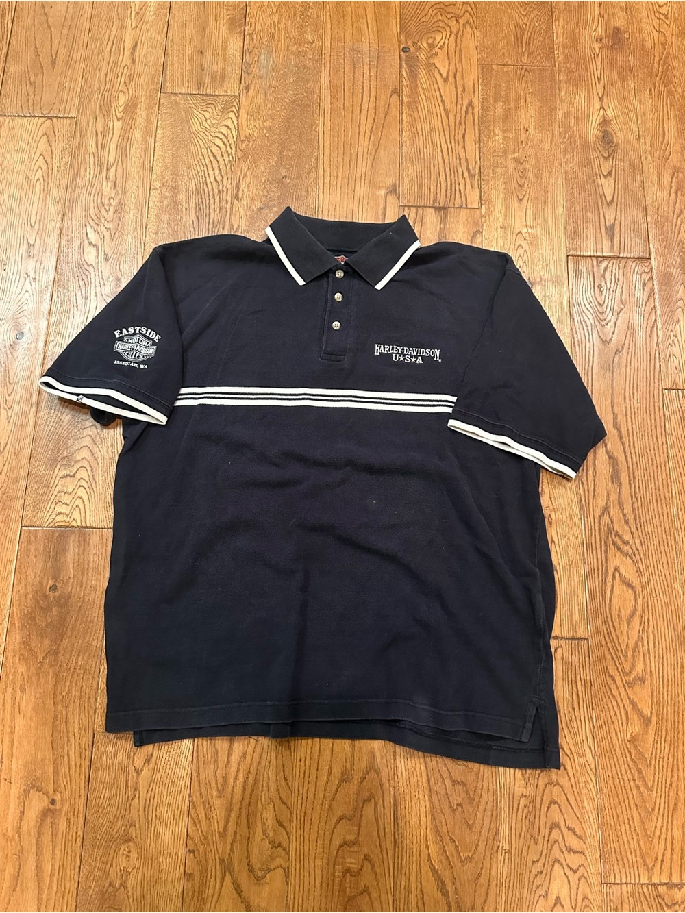 Harley-Davidson Black Polo with White Stripes